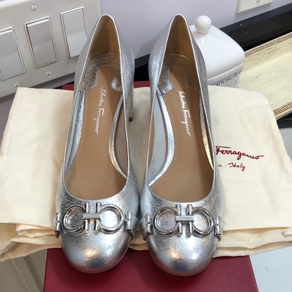 Salvatore Ferragamo Shoes - NWT Ferragamo Silver Pumps.